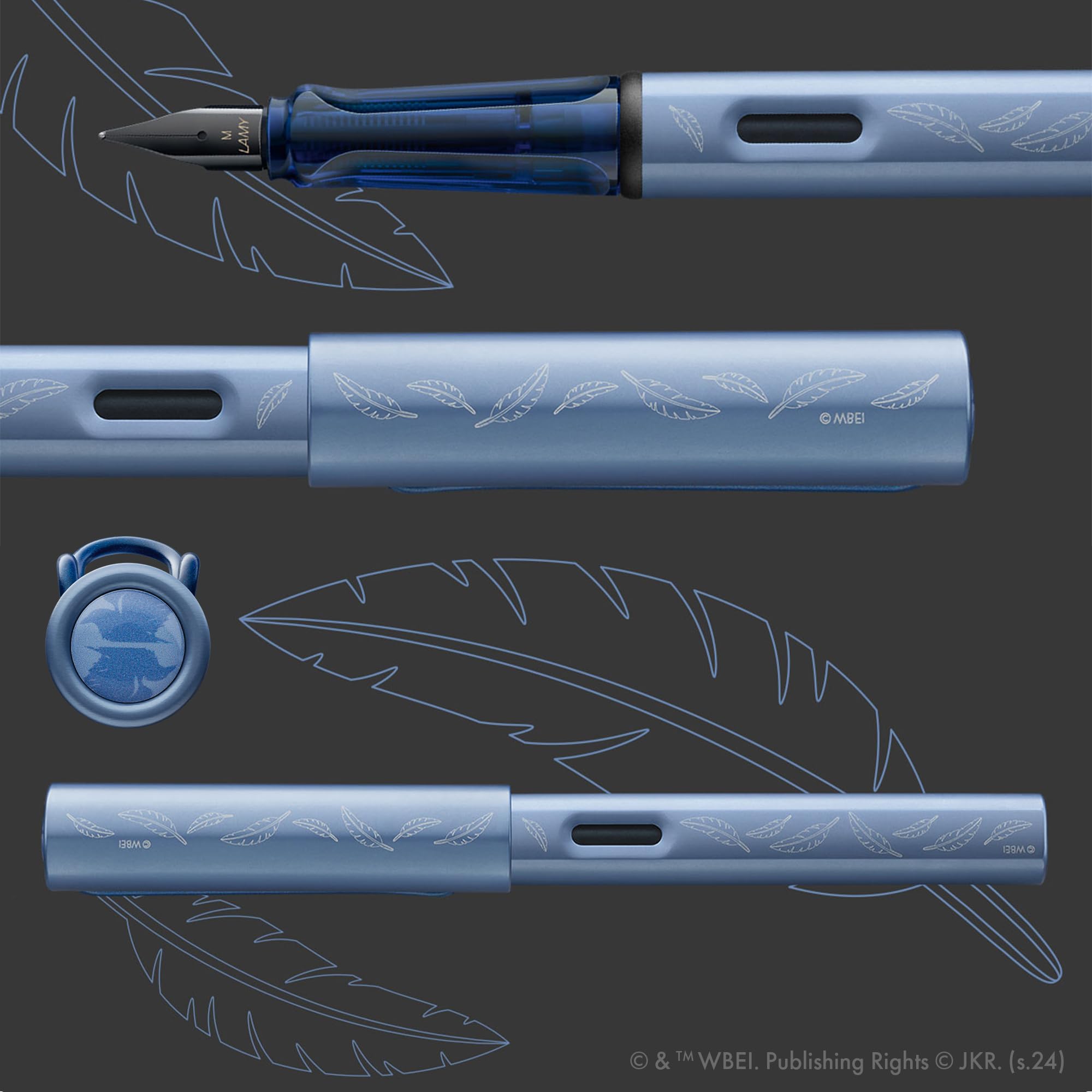 Lamy AL-star Harry Potter Ravenclaw Füller – Special Edition Füllhalter mit Gravur des Hauses - Stahlfeder in Strichbreite M – leichtes Aluminiumgehäuse – inkl. Tintenpatrone T10 blau – Rechtshänder