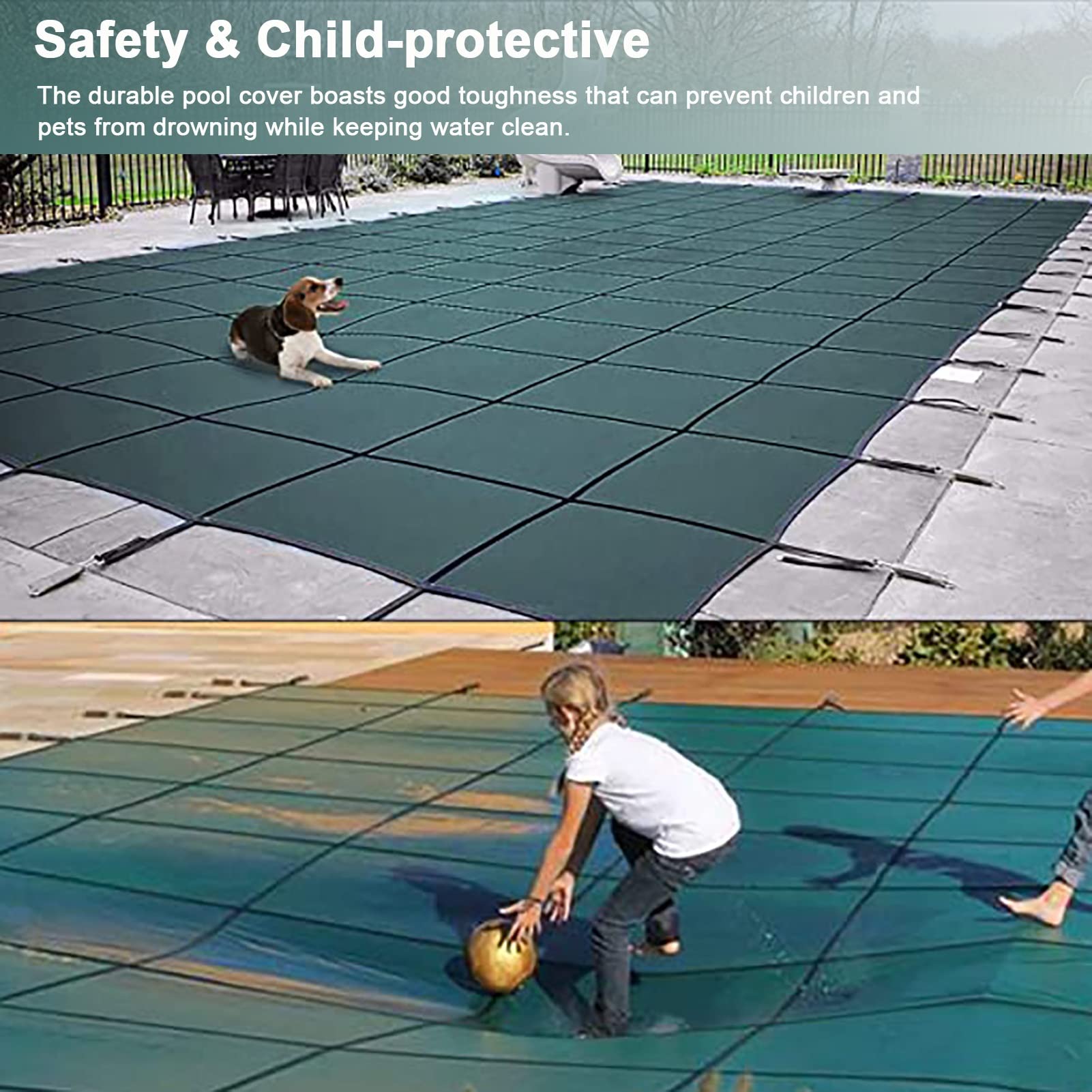 Cobertor Solar para Piscinas Cubierta de seguridad de piscina de malla rectangular, manta de retención de calor de invierno, alfombrillas protectoras a prueba de polvo y nieve, para proteger la segur