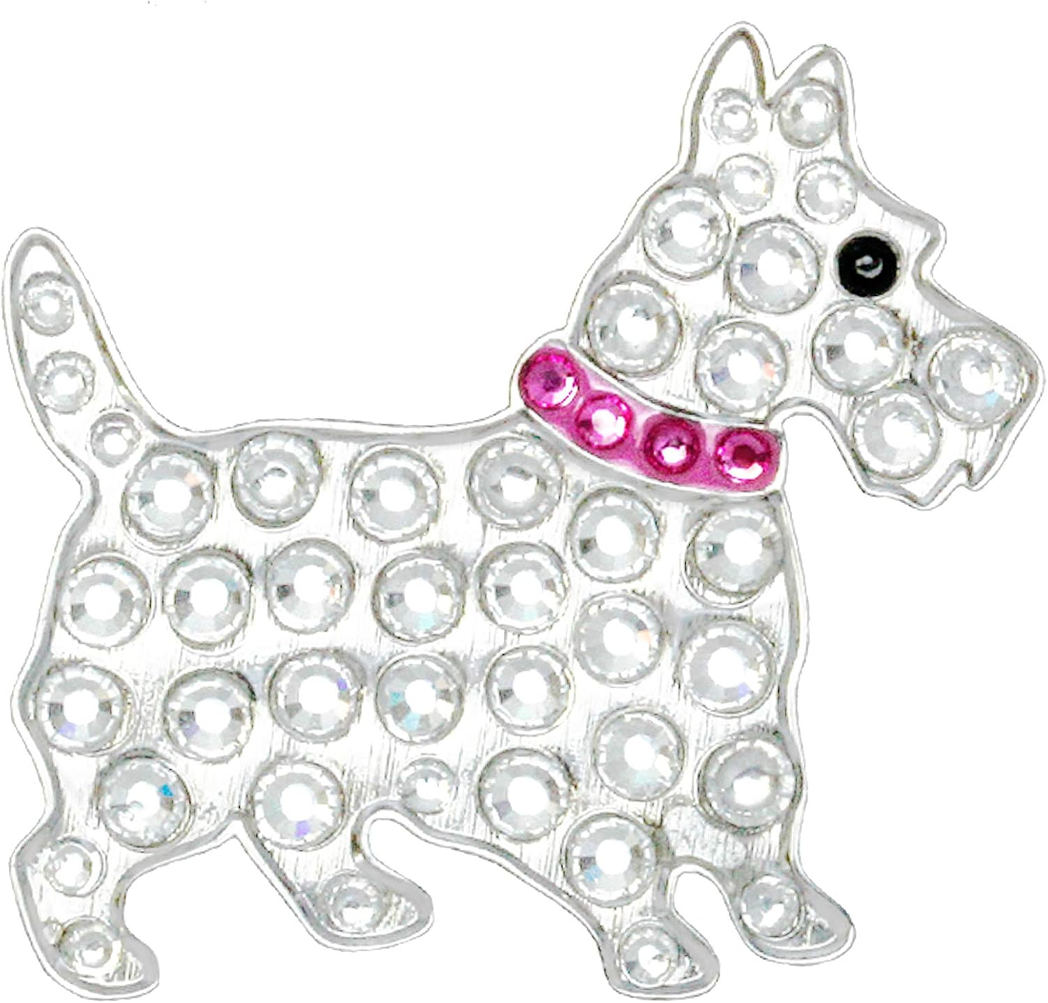 NAVIKA Pink Scottie Dog Golf Ball Marker with Austrian Crystals | Magnetic Hat Clip Included | Dog Themed Golfing Accessory | Gift for Women and Junior Golfers | Puppy Marker
