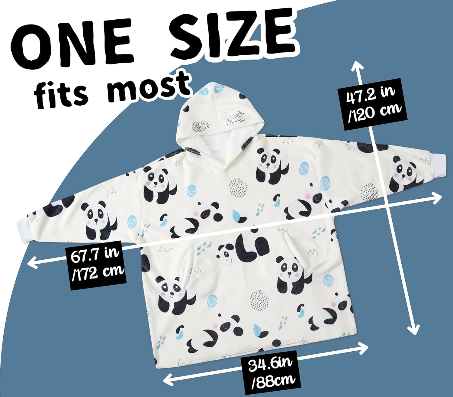 Panda Gifts Wearable Blanket Hoodie, Oversized Wearing Blanket for Panda Lovers - Sleep - Image 2