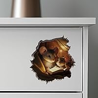 Vista 6 de Calcomanía de ratón para padres e hijos con agujero de ratón, calcomanía de pared 3D con agujero de ratón