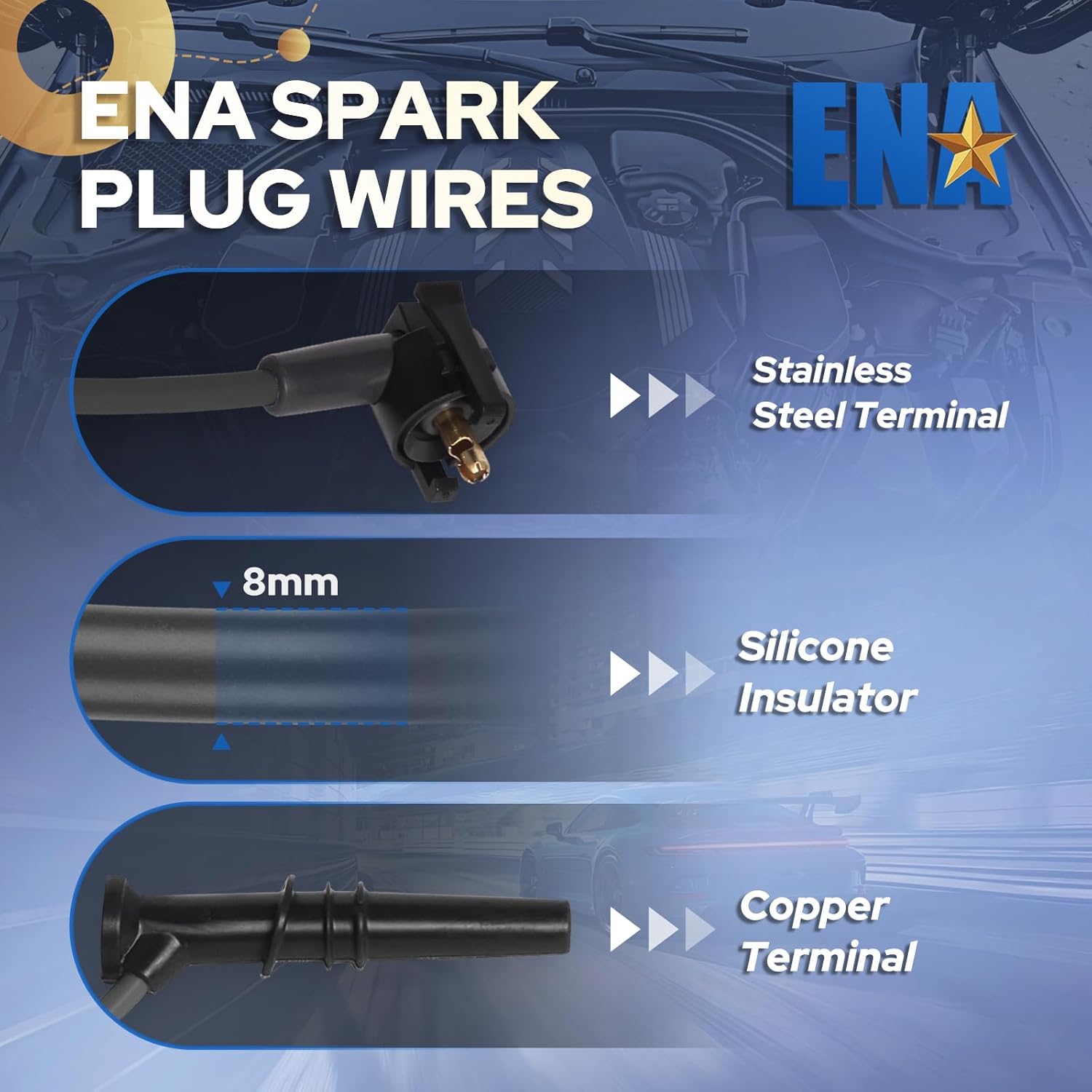 ENA Spark Plug Wire Set Compatible with Mercury Lincoln Ford F150 F250 E150 Crown Victoria ExpeditionGrand Marquis Econoline Club Wagon V8 4.6L Replacement for WR5934 F8PZ12259LA CH8882 700944