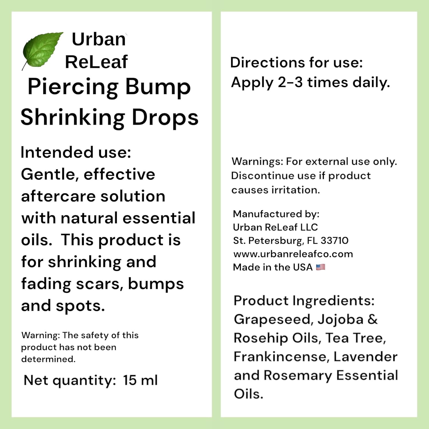 Urban ReLeaf Piercing Bump Shrinking Drops! Keloid Bumps Gentle Effective Aftercare Solution. Natural Essential Oils. Fast Removal Help for Scars Nodules Cartilage Nose Ear Spots. Clean Soothe - Image 7