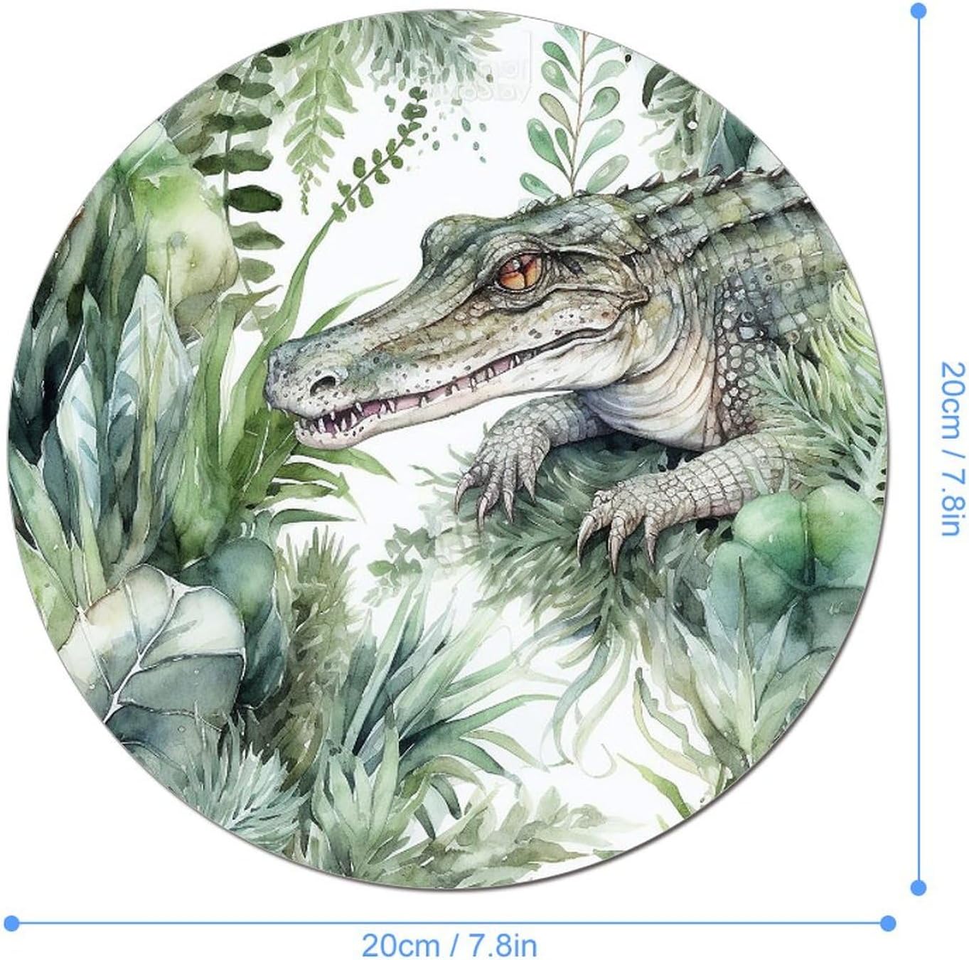 Crocodile Green Mousepad Cute Small Round Mousepad for Wireless Mice Gaming Work Laptop Mini Computer Mousemat Home Decor Office Desk Accessories 7.8 X 7.8 Inch image 2