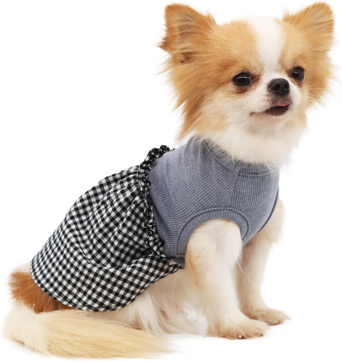 LOPHIPETS Dog Plaid Dress for Small Dogs Girl Teacup Chihuahua Yorkie Puppy Cat Clothes-Red and White Plaid/S