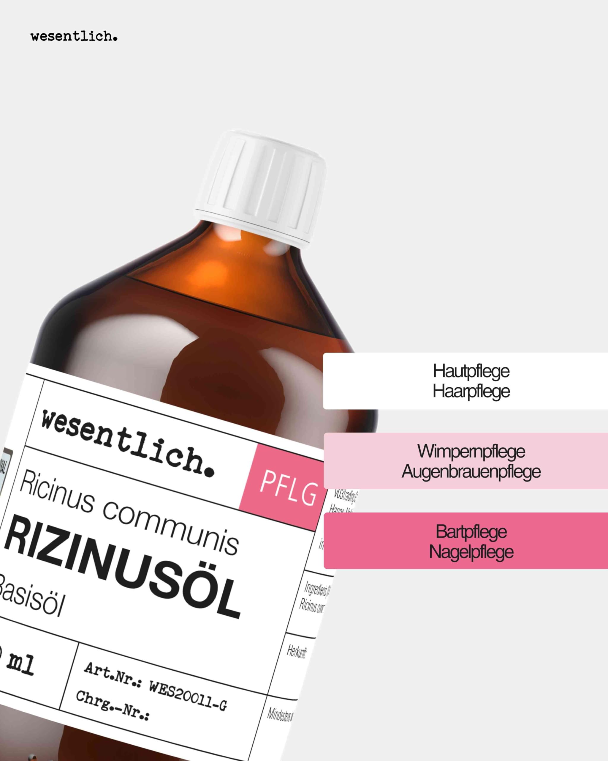 Olej rycynowy 500 ml – czysty olejek firmy wesentlich. – pielęgnacja skóry i włosów – rzęsy i brwi