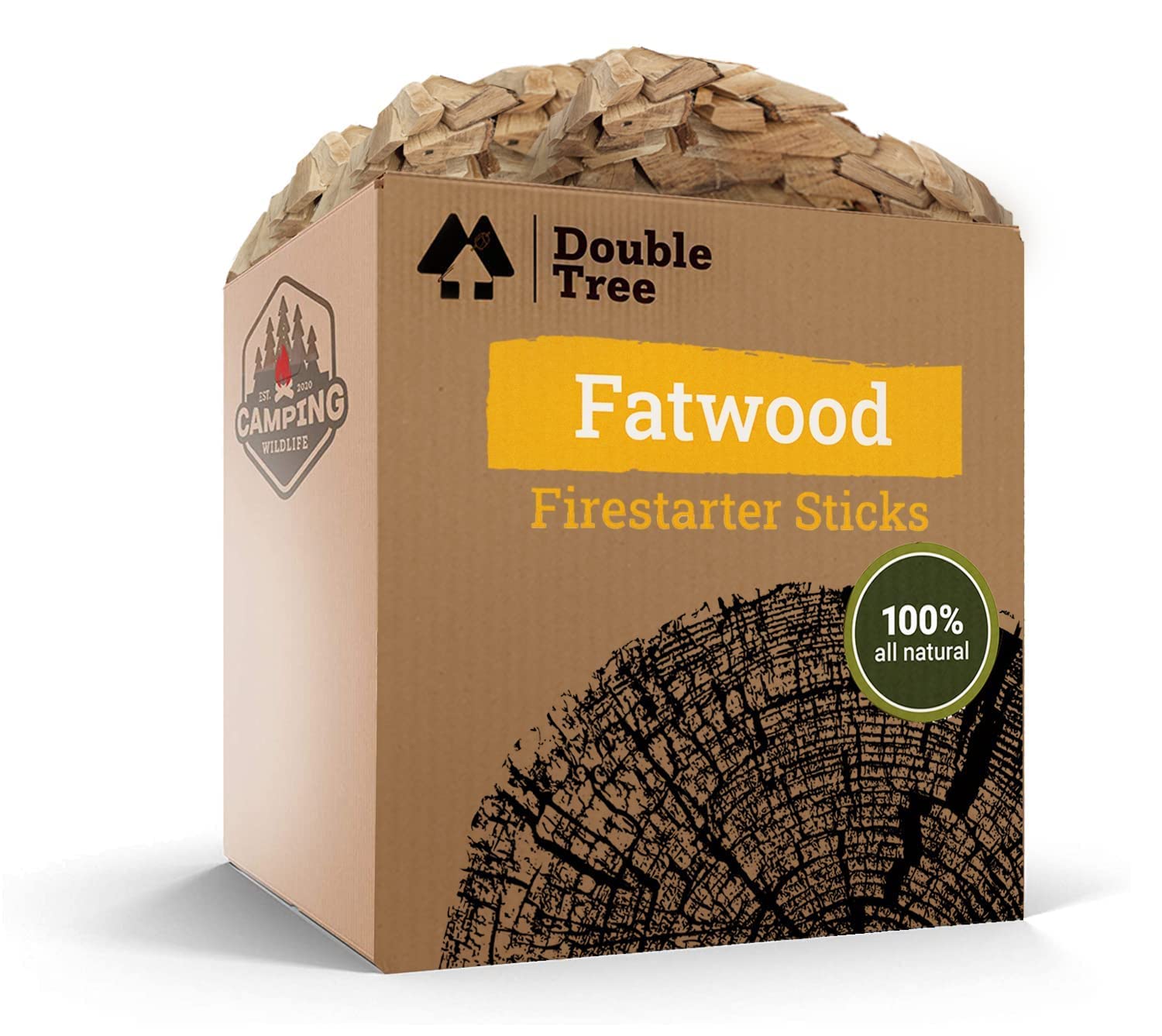 Amazon.com : Double Tree Fatwood Fire Starter Sticks - Premium Organic  Resin Rich, Non Toxic Fire Kindling for Wood Stoves, Fireplaces, Campfires,  Bonfires - Clean u0026 Natural Burning for Outdoor Cooking (10