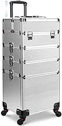 Maleta Maquiagem Profissional Alumínio ABS 4 em 1, Maleta de Maquiagem Completa