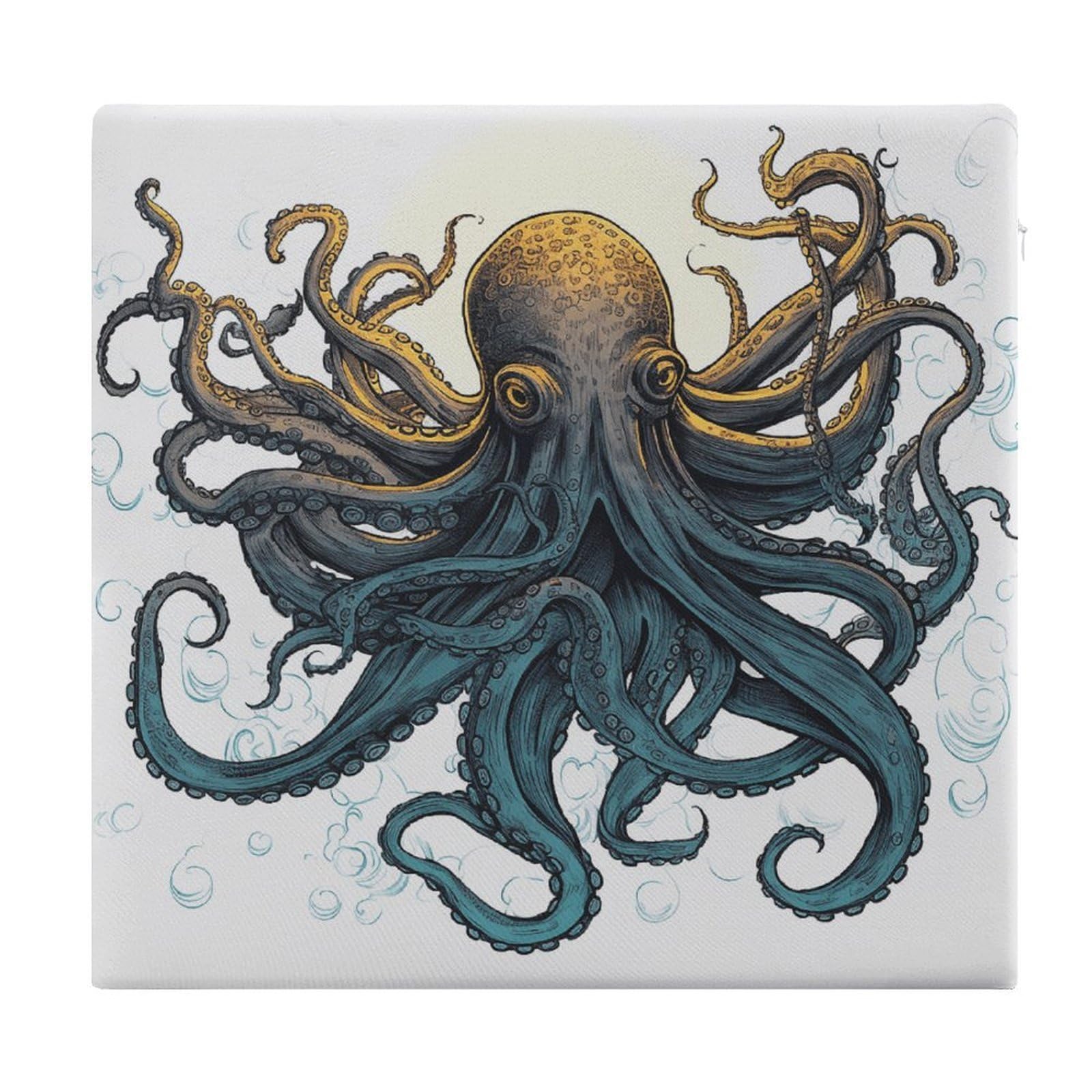 VstaDank Sun Ocean Octopus Chair Cushion for Dining Chairs Breathable Square Chair Pads Non-Slip Seat Cushions Memory Foam Pad Floor Pillow for Meditation Or Yoga 13.8”x15”