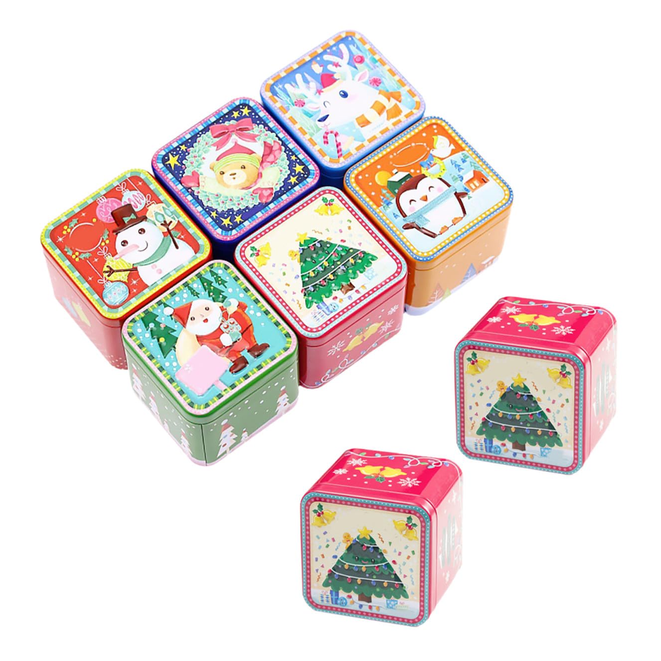 KOMBIUDA 8 Piezas Caja de Obsequio de Navidad Cajas de Dulces Navideños Cuadradas para Guardar Dulces para Galletas para Regalos Navideños Estilo