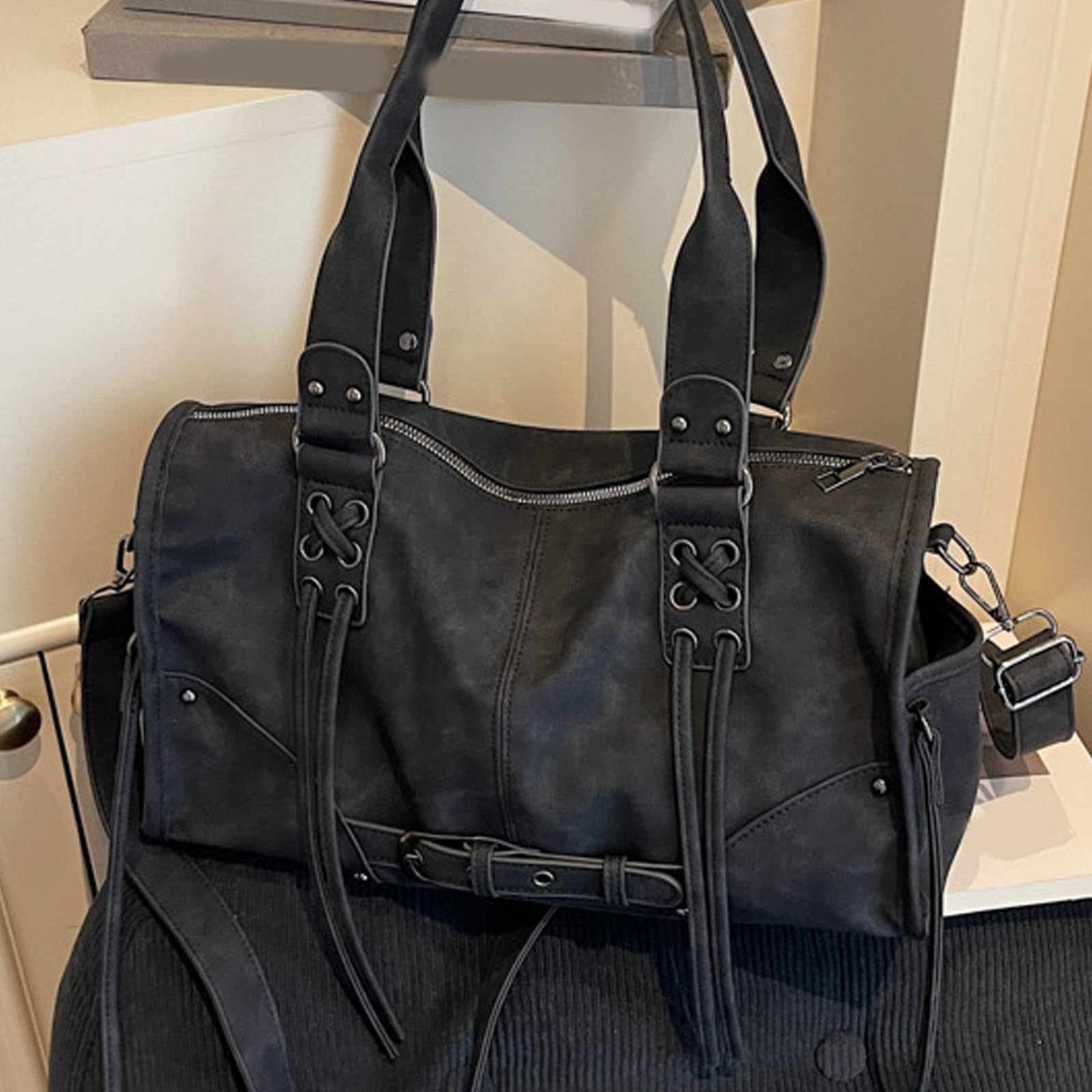 Borsa a tracolla da donna in pelle PU con tasche multiple e tracolla regolabile, borsa a tracolla da viaggio