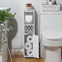 Vista 3 de Almacenamiento de papel higiénico: soporte de papel higiénico con rodillo para espacio pequeño, blanco