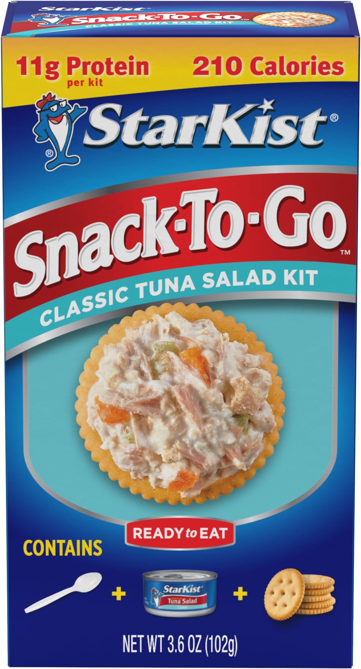Snack-To-Go Ready to Eat Meals Tuna Salad Kit, 3.6 oz (1 Pack) Classic Tuna Salad with Crackers Kit