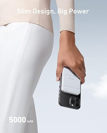 Anker MagGo Power Bank, Ultra-Slim 10,000mAh Magnetic Battery Pack Magnetic Battery, 5,000mAh