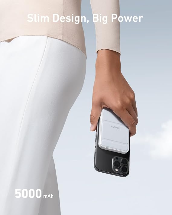 Anker MagGo Power Bank, Ultra-Slim 10,000mAh Magnetic Battery Pack Magnetic Battery, 5,000mAh