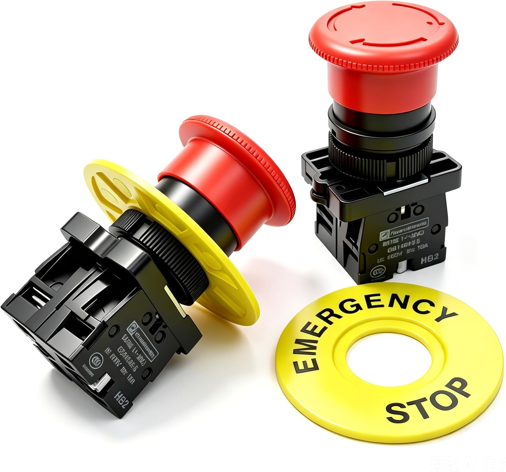mxuteuk 2pcs 22mm 2 NC Red Mushroom Emergency Stop Push Button Switch AC 660V 10A, 1 Year Warranty HB2-ES544