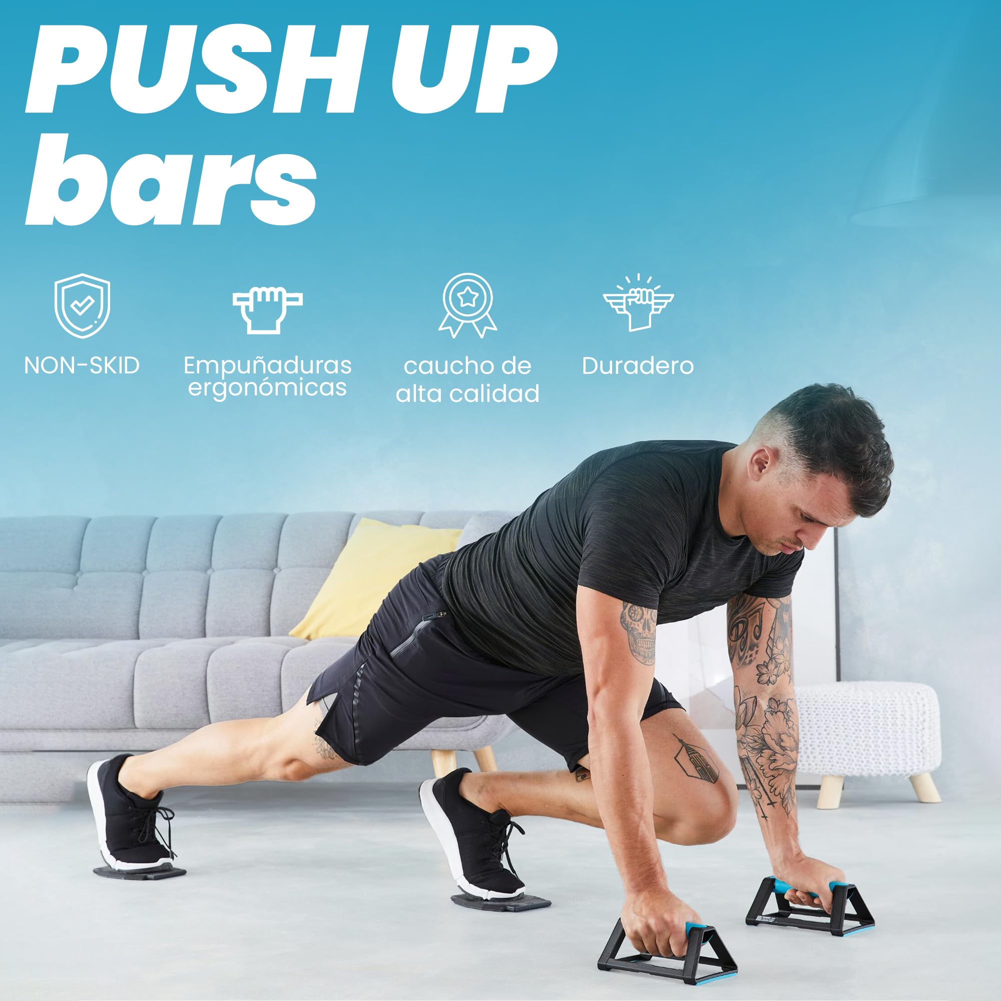 Barres à Dips Push-up – Bois De Hêtre – Capacité 200 Kg – Poignées Ergonomiques