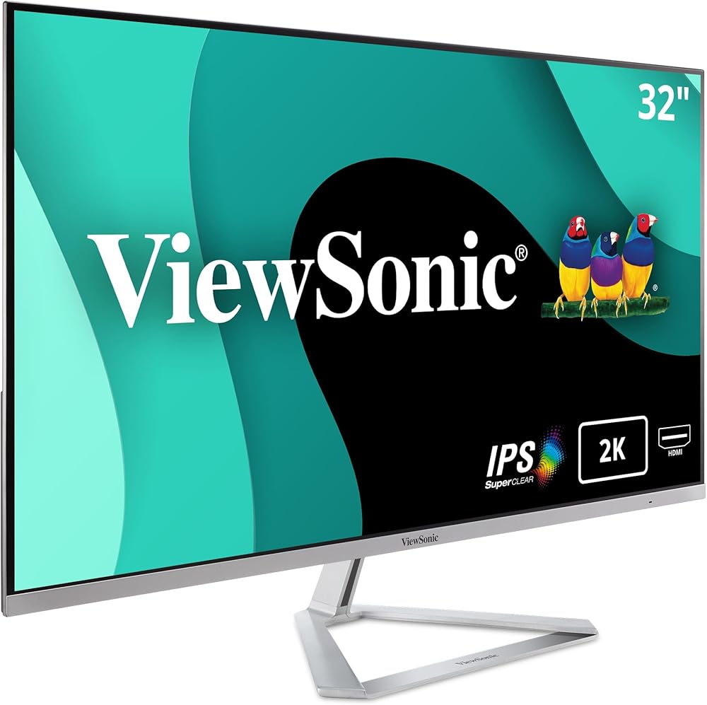 ViewSonic 32 Inch Frameless Widescreen IPS 1440p Monitor with HDMI DisplayPort and Mini DisplayPort - View 1
