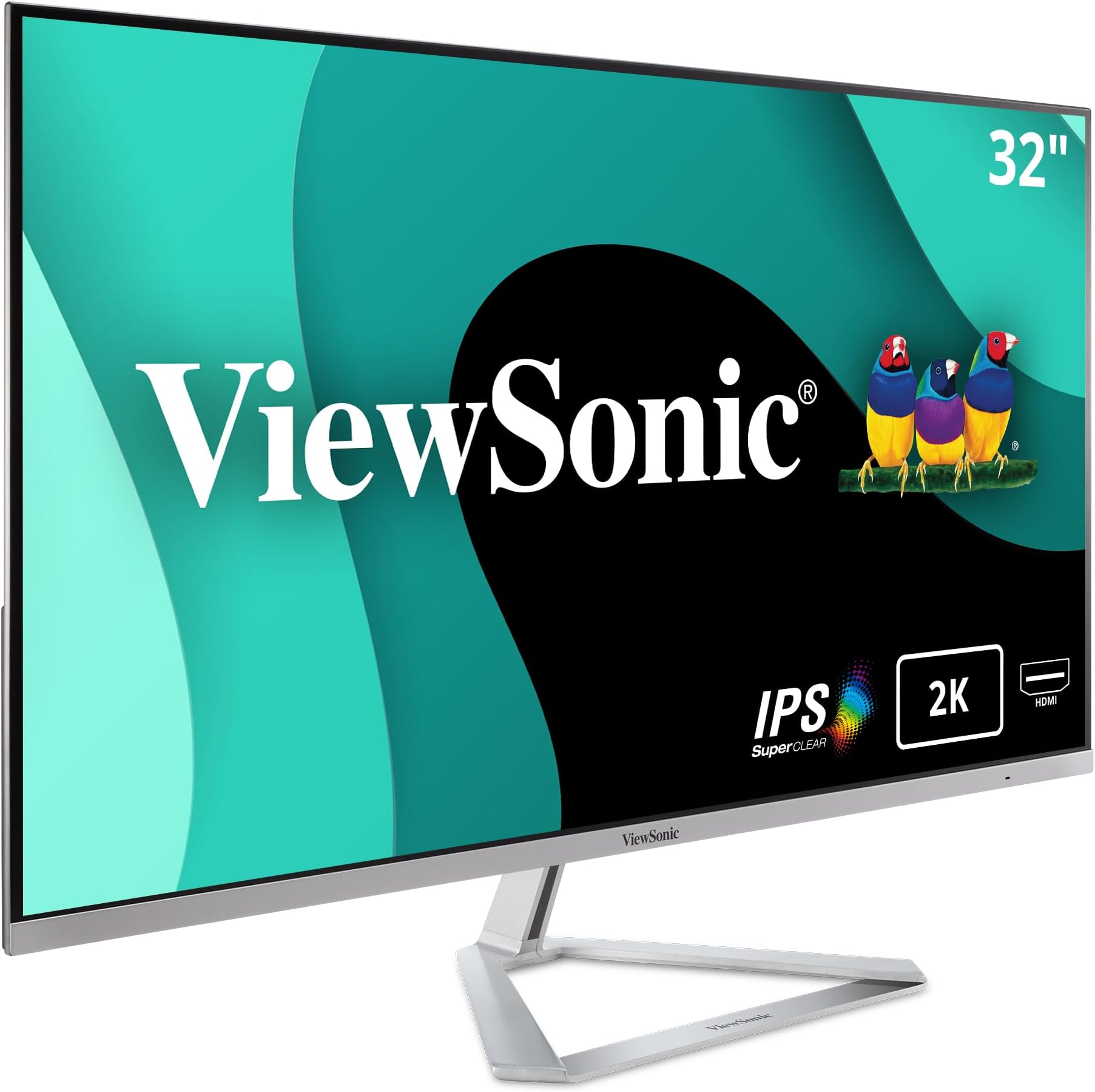 VX3276-2K-MHD 80 cm (32 Zoll) Design Monitor (WQHD, IPS-Panel, HDMI, DP, mDP, Eye-Care, Eco-Mode, Lautsprecher, 3 Jahre Austauschservice) Silber-Schwarz