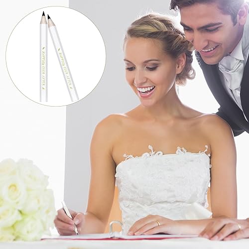 Miniatura 6 de 50 lápices de medio lápices de boda – Happy Ever After Mini lápices de golf cortos para despedida de soltera, regalos de empresa, reuniones (blanco)