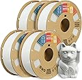 OVERTURE Filament PLA mat 1,75 mm, rouleau PLA mat, bobine de 4 kg, précision dimensionnelle +/- 0,02 mm, pour imprimante 3D (blanc x 4)