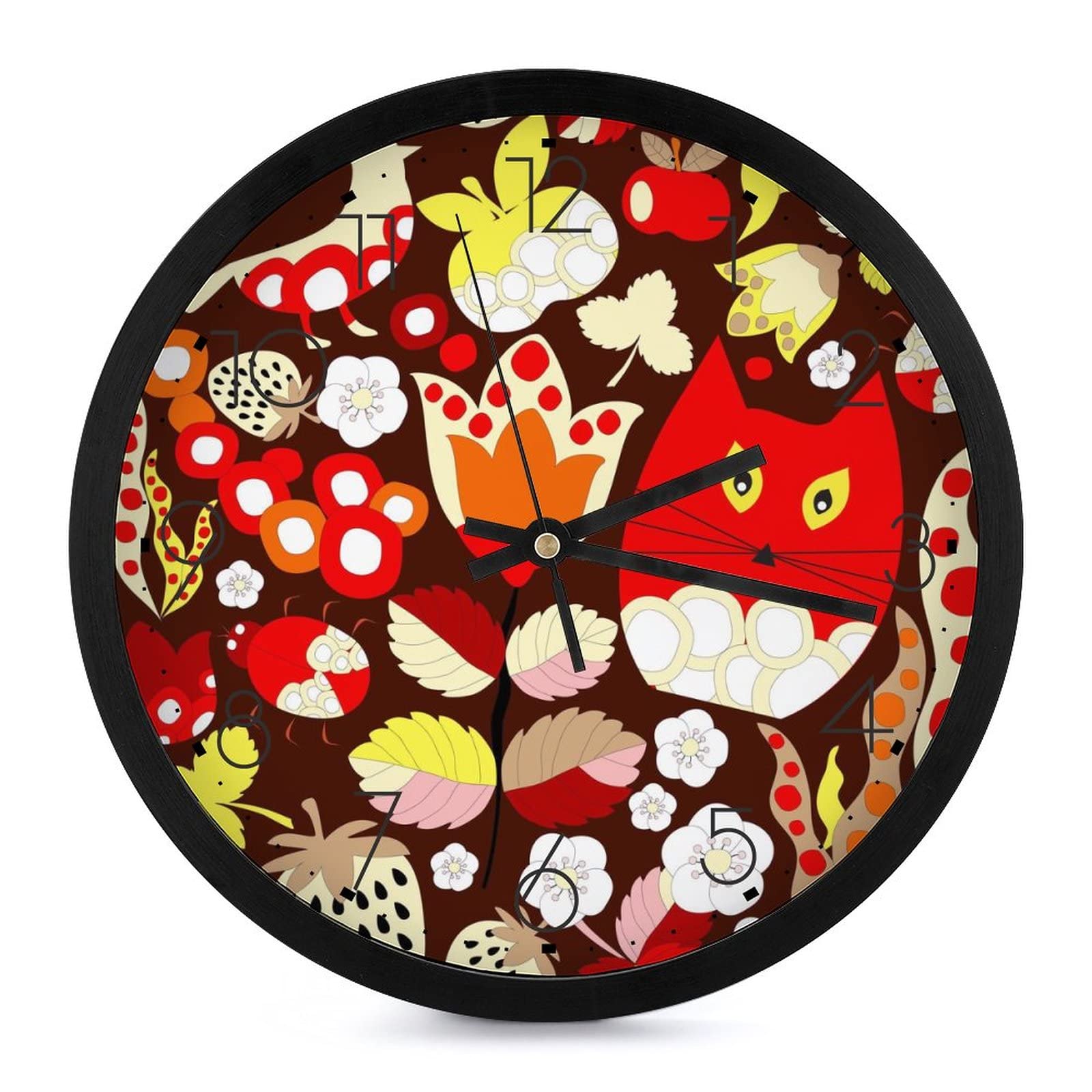 Horloge murale ronde fleur oiseau hibou 25.4cm pour decoration de salon