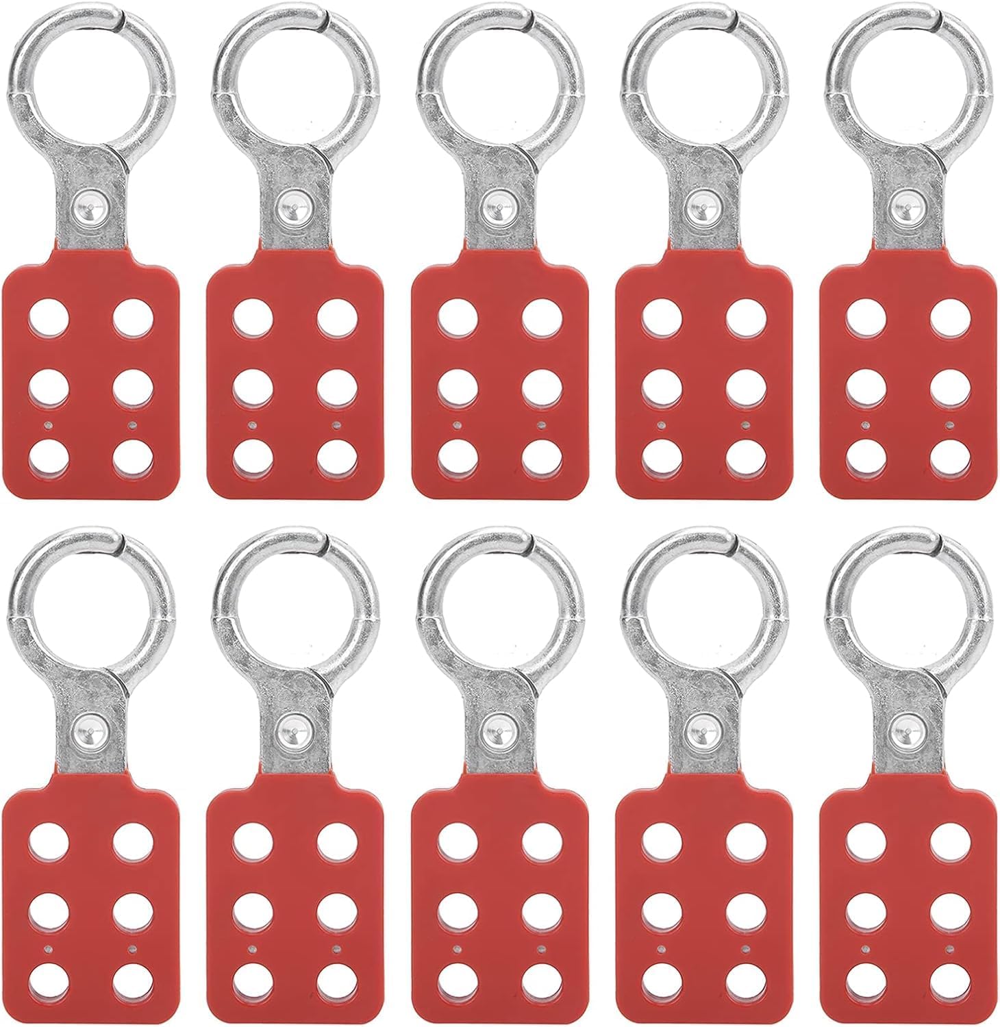 Lock Out Tag Out Hasp, 10Pcs Aluminium Lockout Tagout Hasp Kit with 6 Holes Interlock for Lockout Station, Safety Hasp Lock for Padlocks