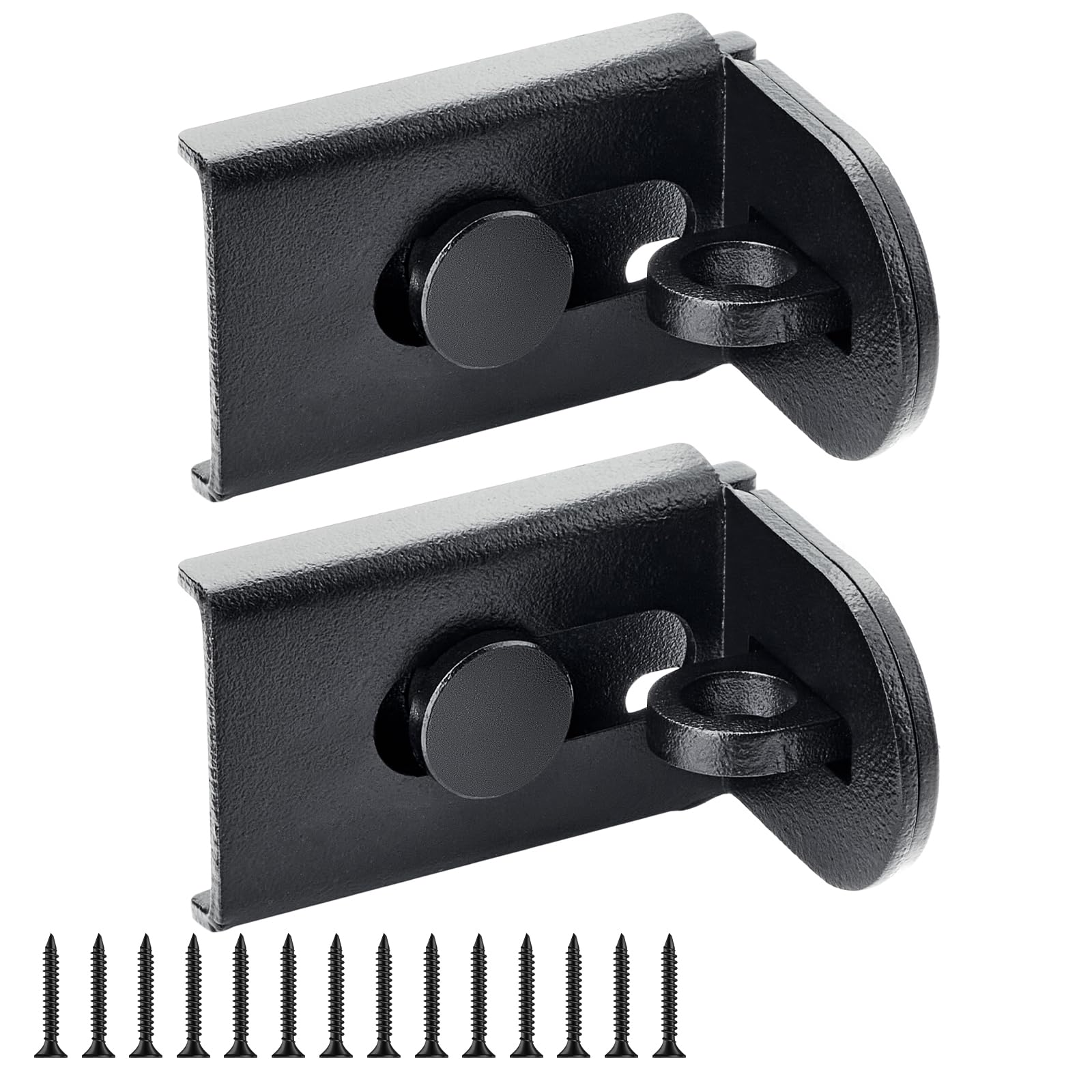 GEMASP Sliding Door Lock, 90 Degree Door Hasp Latch Lock, Stainless Steel Security Right Angle Padlock with Screws for Push/Sliding/Barn Doors (2PC, Black)