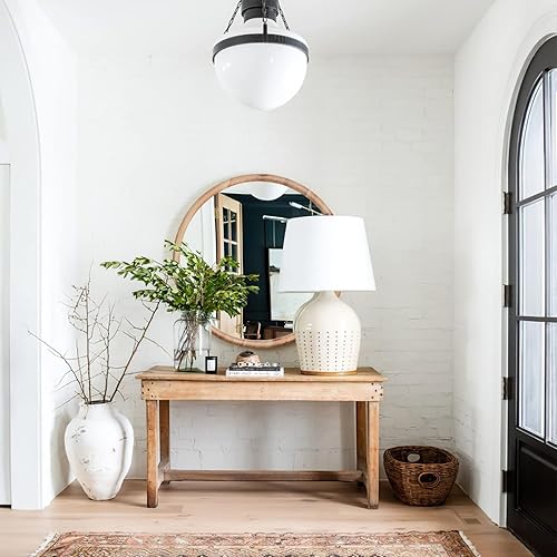 Miniatura 7 de Espejo de madera natural de 24 pulgadas, espejo circular grande rústico decorativo para sala de estar, chimenea, pasillo, granja