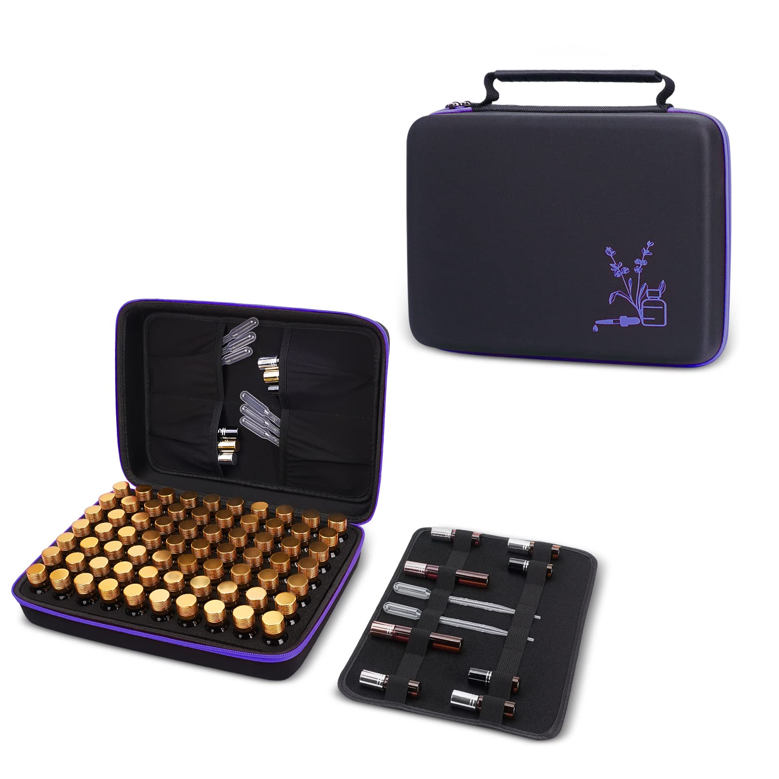 Essential Oil Case Storage Holder Carrying Case Holds Bottles 5ml 10ml 15ml 20ml Bottles & Roller Bottles Portable Aromatherapy Collection Case Travel Hard Box Organizer Bag