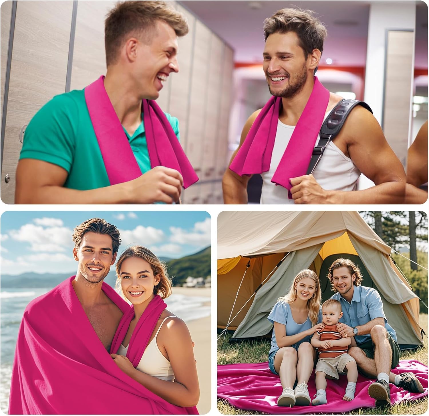 HOMIKLSA Microvezel handdoek, set van 3, groot 200 x 100 cm en 2 kleine 80 x 40 cm, sneldrogende microvezel sporthanddoek, voor reishanddoek, badhanddoek, fitness en sporthanddoeken en strandhanddoek