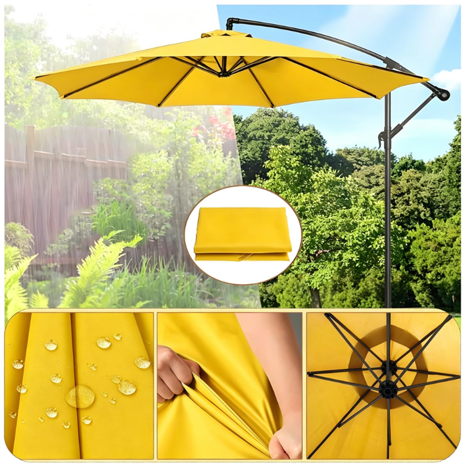 Wymienny baldachim przeciwsłoneczny 6/8 żeber wodoodporny pokrowiec na parasol przeciwsłoneczny, zamiennik markizy na parasol na patio do ogrodu, na basen, tarasy