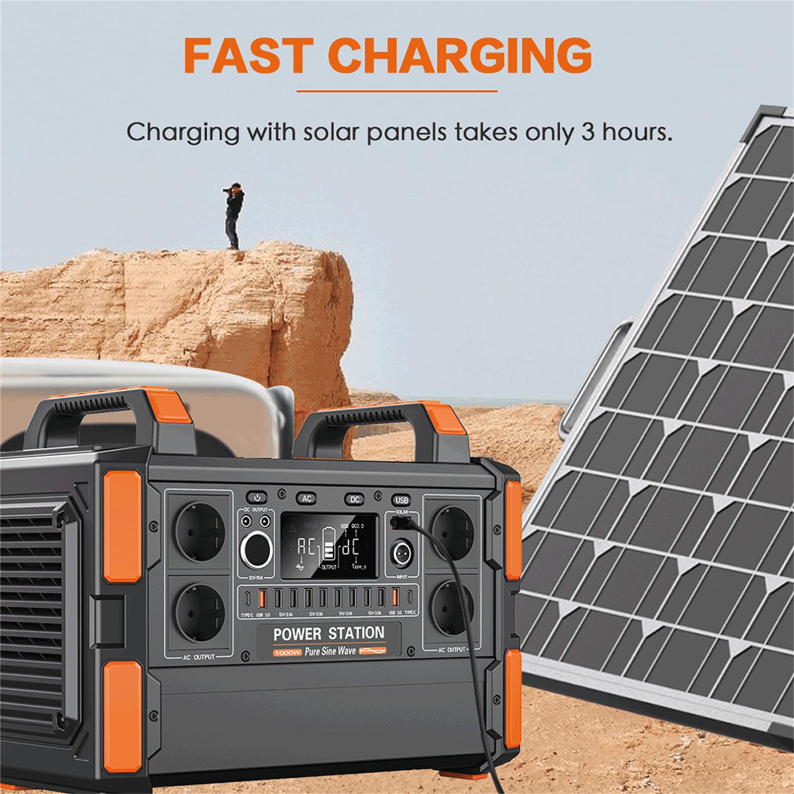 Centrale électrique Portable 1000 W, Batterie 1048 Wh, générateur Solaire, Stockage d'énergie Mobile pour Camping-Car, unité d'alimentation de Secours à Monter soi-même