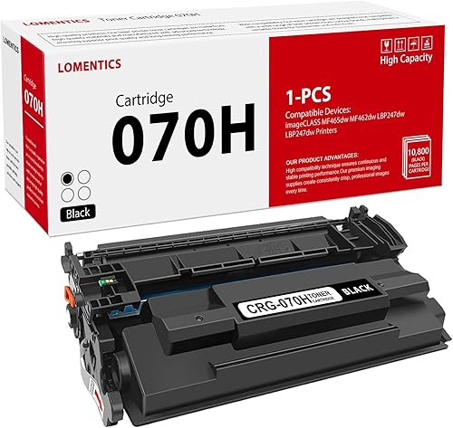 070H - Cartucho de tóner negro de alto rendimiento (paquete de 1) – Loment compatible con CRG-070H cartucho de tóner de repuesto para impresora 070H
