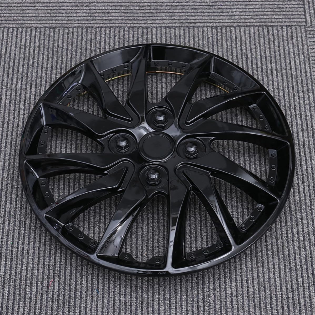 SOLUSTRE Copri Mozzo Auto 2 Pezzi per Cerchi da 14 Pollici in Plastica Nera Resistente All'usura Protezione Ruota Semplice e Stilosa per Copertura Volante Auto