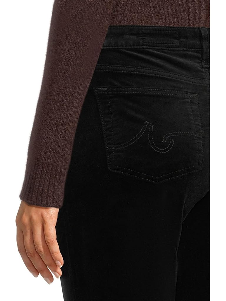 Black AG Mari Mid Rise Slim Straight Jean In Super Black