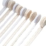 Ribbon Lace 45 Yards Vintage Ribbon Cotton Lace Craft Lace Crochet Sewing for Gift Package Wrapping, Bridal Wedding Decoration, Scrapbooking Supplies (Beige+White)