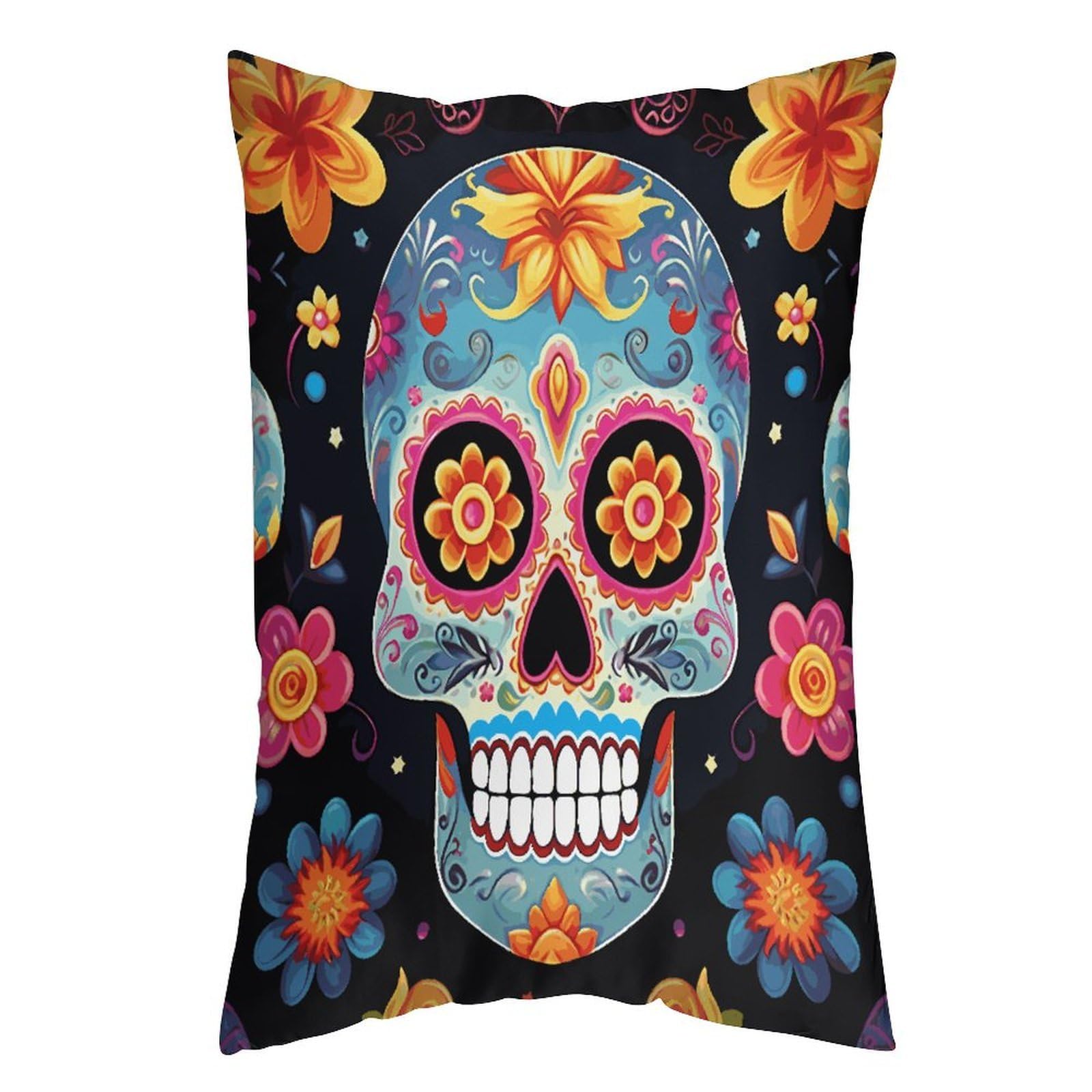 LDGSUPH Sugar Skulls Pillow Cases Soft Pillowcase with Invisible Zipper Wrinkle Resistant Pillow Covers Breathable Removable Pillow Protector for Bed Sofa Car 20"x30"