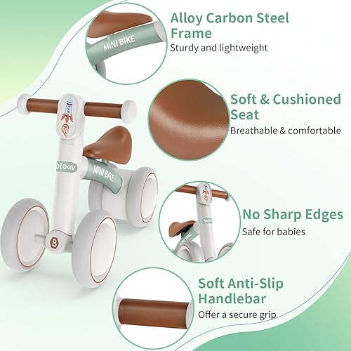 Miniatura 5 de BELEEV Bicicleta de equilibrio para bebés de 1 a 2 años, bicicleta de primer inicio para niños y niñas de 10 a 24 meses, bicicleta ligera sin pedal,