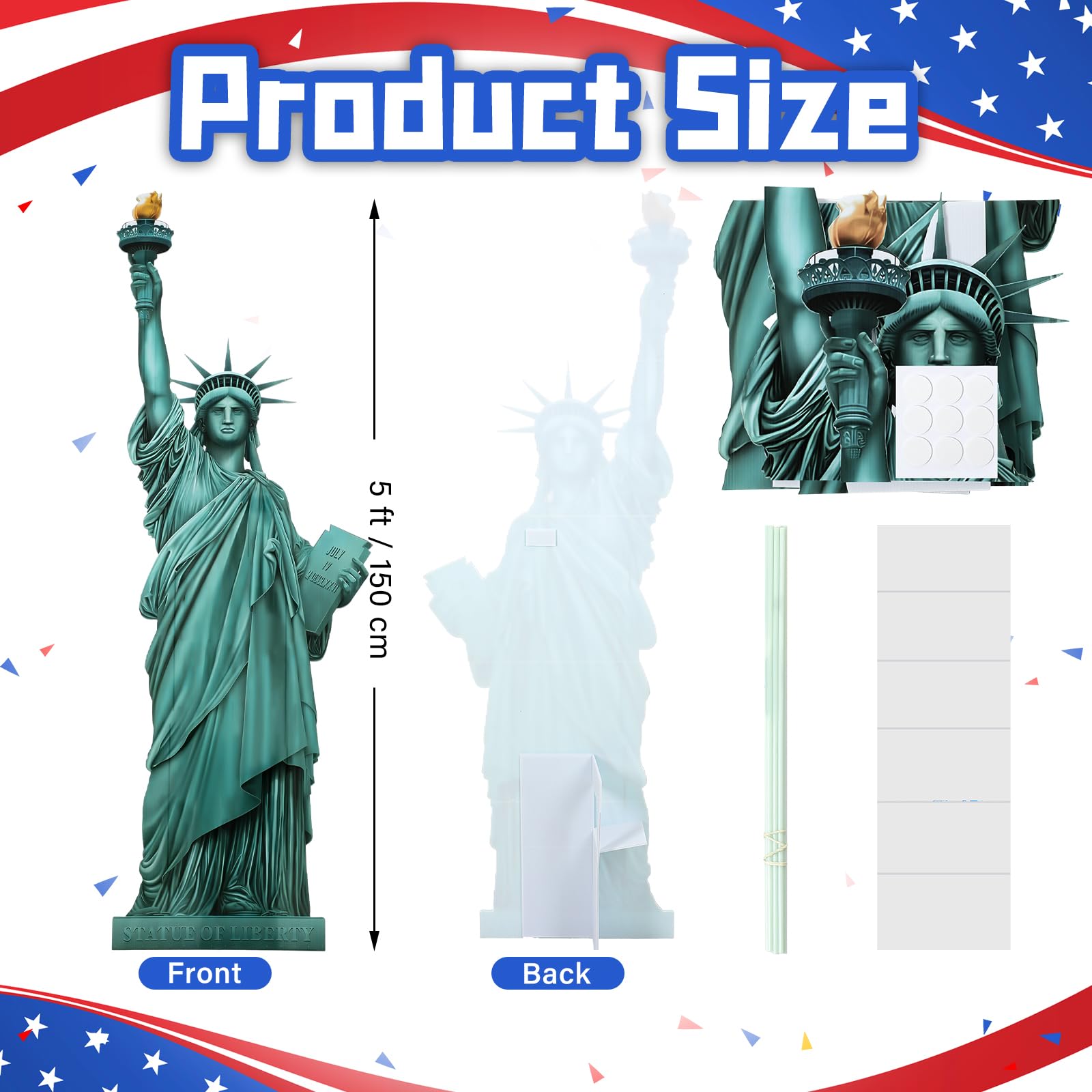 Colingmill 5' H Statue of Liberty Cardboard Stand up Cutout Patriotic New York City Themed 4th of July Photo Props Waterproof Life Size Cardboard Cutout for Independence Day Party Decoration