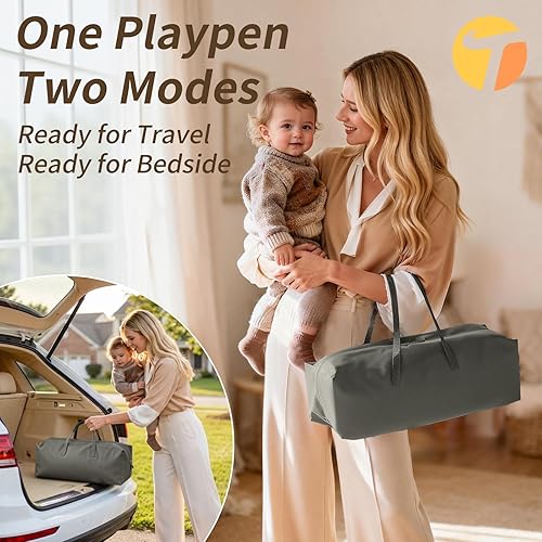 Miniatura 3 de Moisés portátil 4 en 1 para bebés y corralito para bebé, convertible con cambiador de pañales, cuna de viaje plegable para recién nacidos a niños