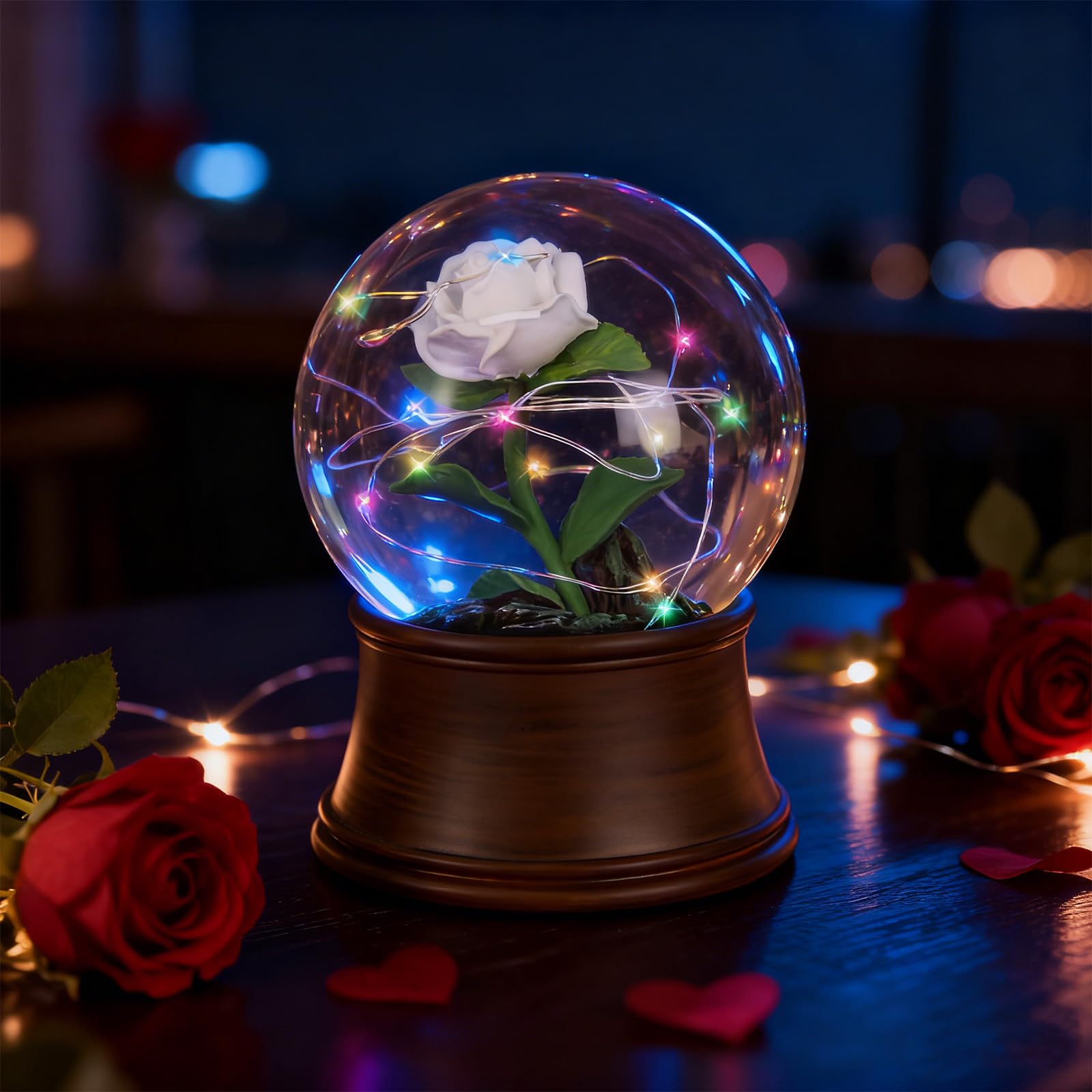 Amazon.com: Rose Snow Globe Music Box, Preserved White Rose Flower