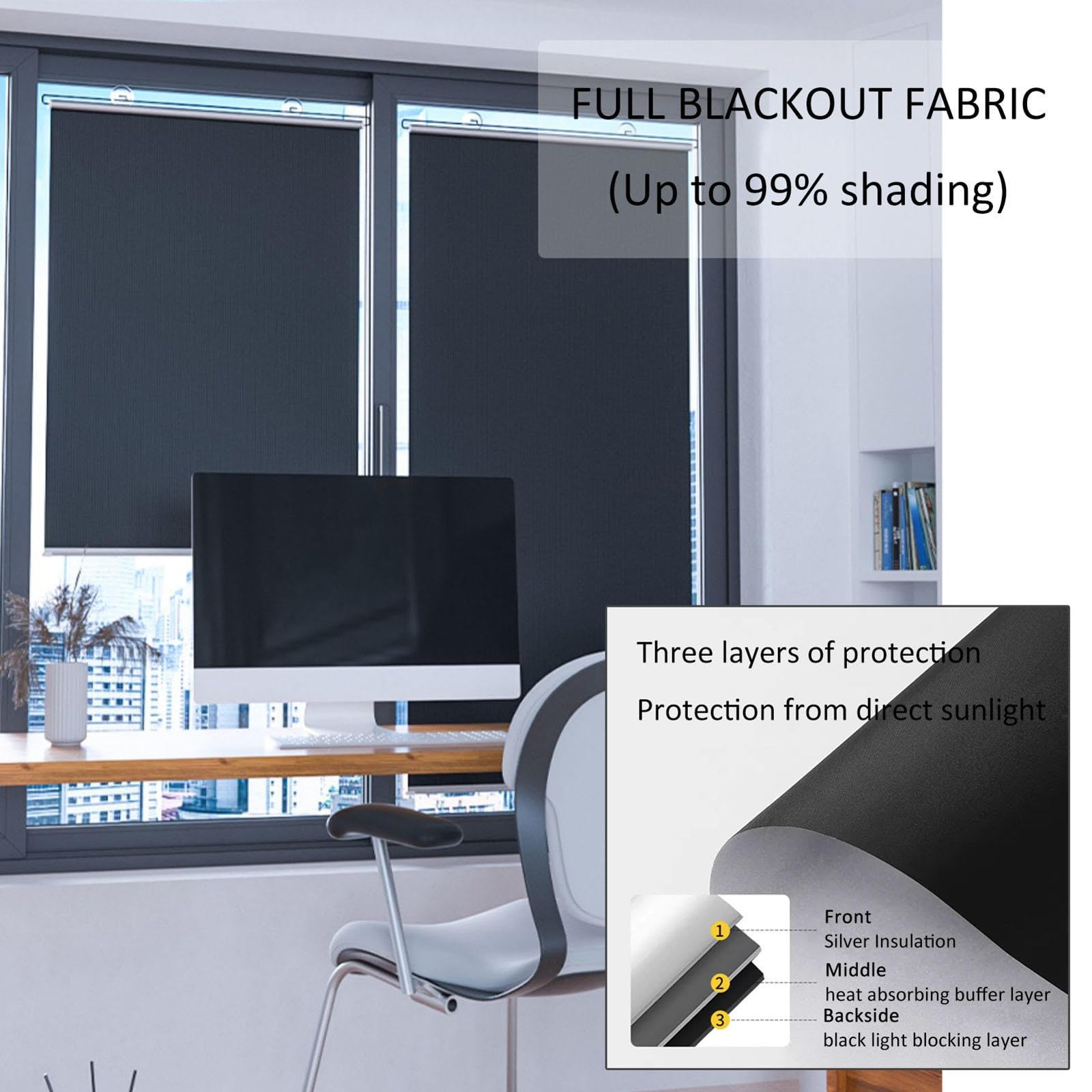 Persianas enrollables opacas retráctiles portátiles de 80 x 140 cm, fácil instalación sin taladros, protección solar ideal para el hogar y la oficina, versátil y elegante