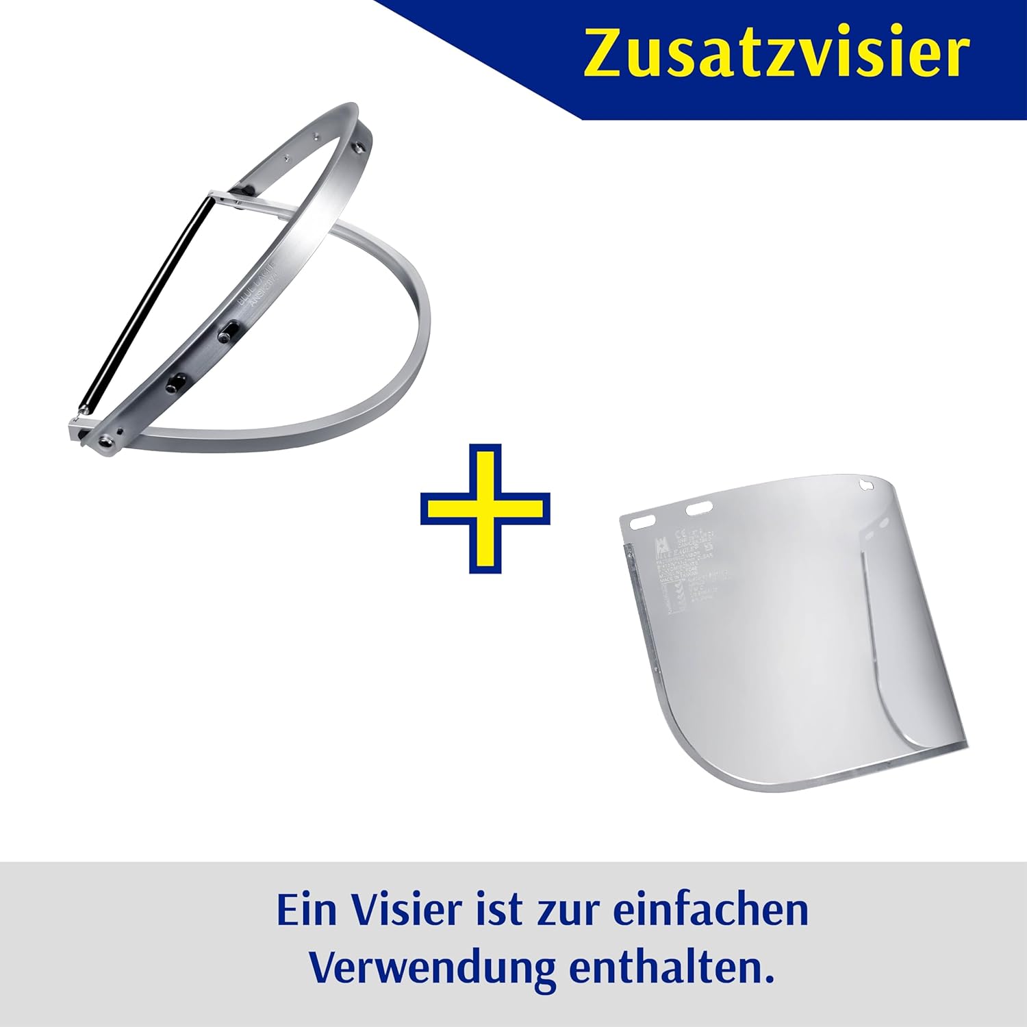 Blue Eagle Aluminum Face Shield Adapter for Full-Brim Hard Hat | Visor Bracket | Silver Color | with 1 Free Replacement High Impact Visor