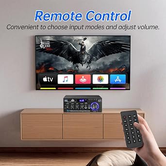 Daakro AK45 Amplifier Stereo Receiver Bluetooth 5.0 Power Amp 2 Channel 300W Home Audio Amplifier w/USB/SD Card/BT/Mic Input for Home/Garage/Ceiling/Passive Speaker Theater System