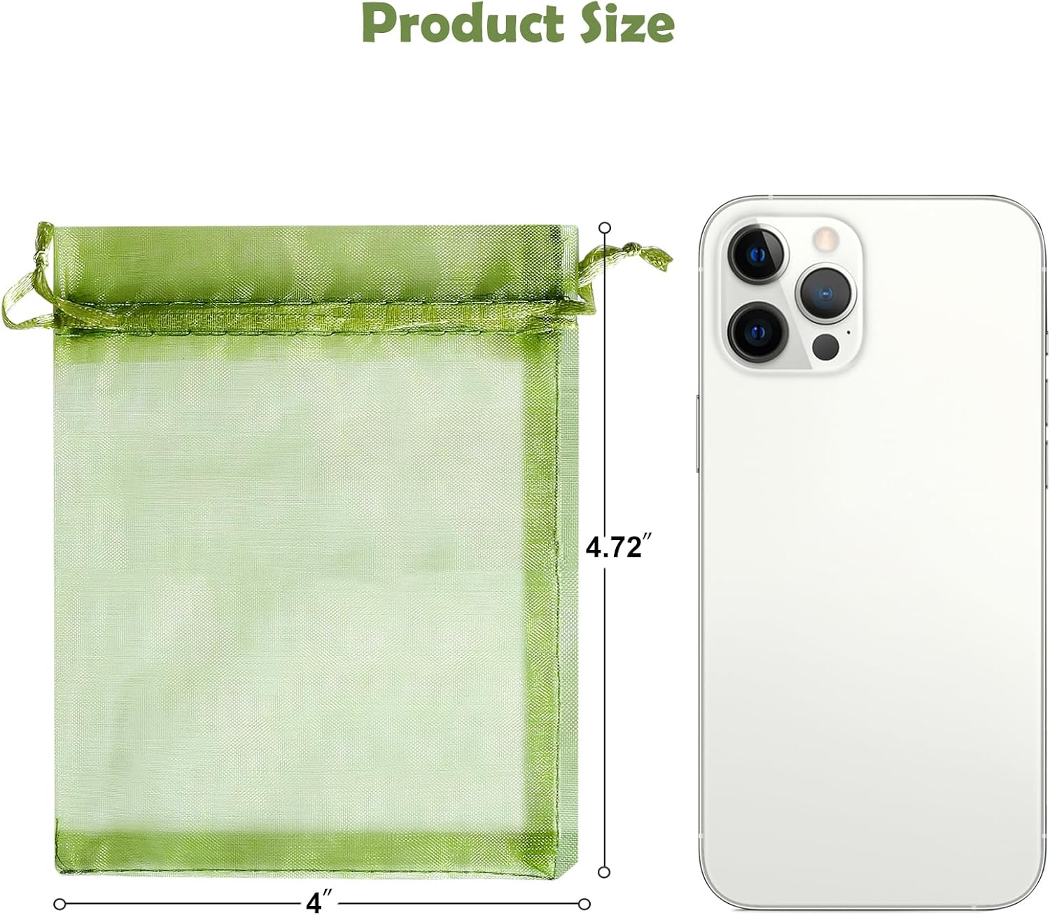 Hopttreely Organza Bags - Olive Green, 4 x 4.72 inch Candy Mesh Gift Bags, 50pcs Satin Drawstring Pouches for Jewelry, Watch, Small Christmas Sachets image 2