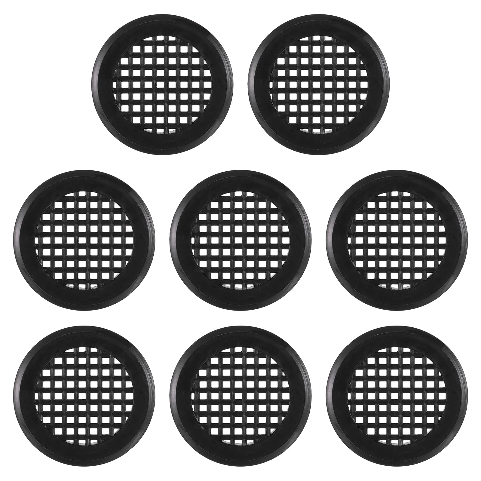 PATIKIL 1.4 Inch (35mm Openings) Round Air Vent Cover, 8PCS Plastic Circular Soffit Exhaust Vent Mesh Hole Ventilation Grille Cover for Bathroom Office Home Kitchen, Black