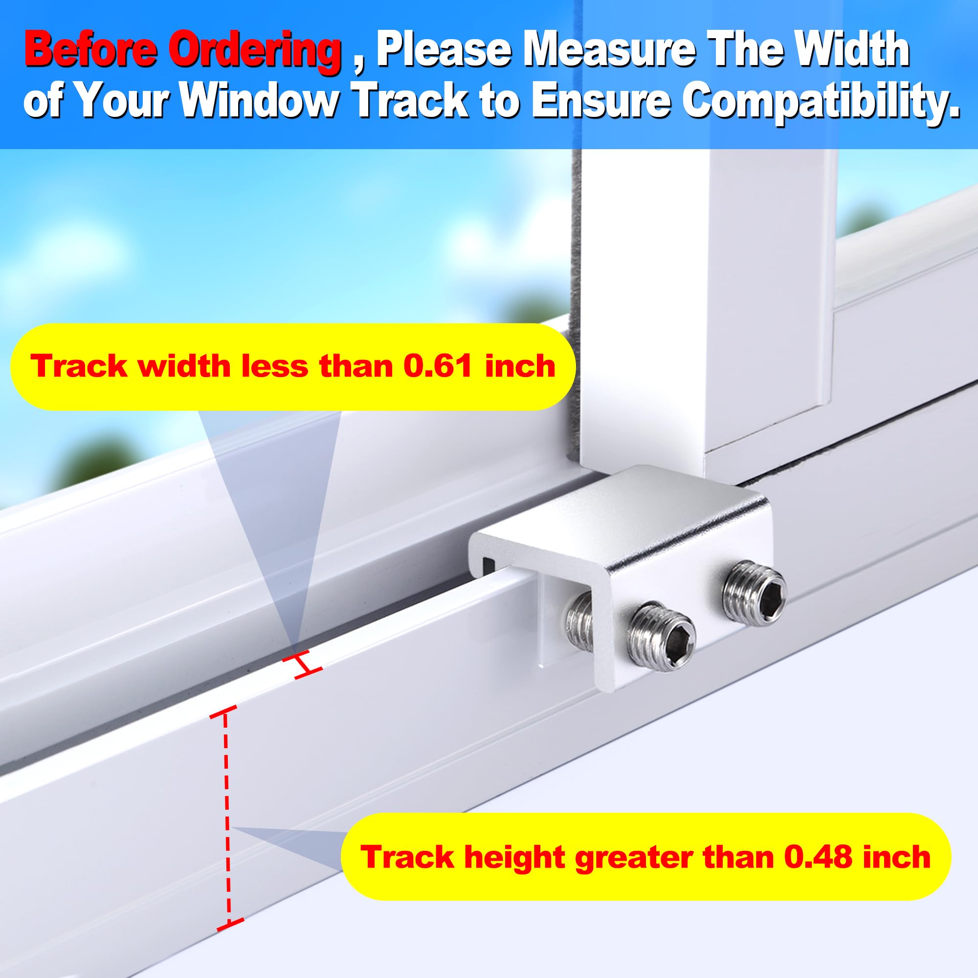 Schiebefensterschlösser (12er-Pack), Fensterschlösser für Fenster nach oben und unten und horizontale Fenster, Fenstersicherheitsstangen, verstellbare Aluminium-Fensterstopper, Montage ohne Bohren,