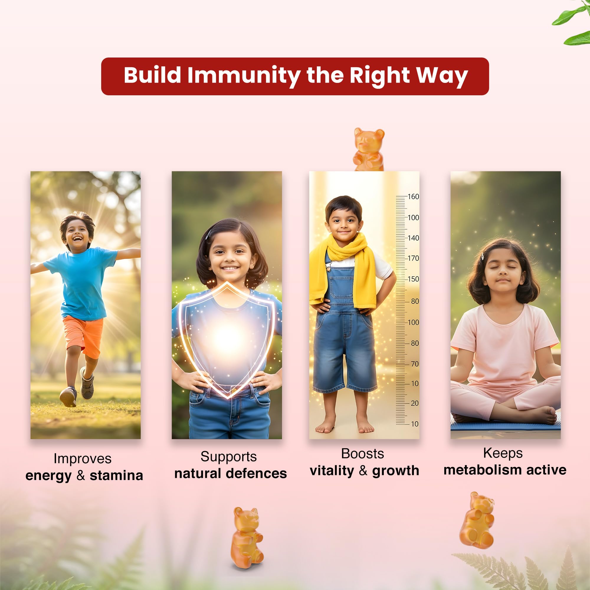 BabyOrgano Nutriverse Immunity Gummies for Kids (2-15 Years) | 4+ Ayurveda-Inspired Herbs | Boosts Stamina, Energy & Vitality | Gelatin-Free, Gluten-Free, Soy-Free | Strawberry Flavor | 30 Gummies - Image 3 thumbnail