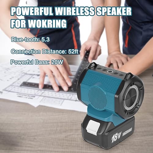 Miniatura 6 de JYJZPB Altavoz inalámbrico inalámbrico compatible con batería Makita de 18 V, altavoz de dientes azules apto para batería Makita de 18 voltios,